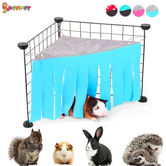 Spencer Guinea Pig Hideout Hideaway Corner Fleece Forest Hammock Peekaboo Toys Cage Accessories for Guinea Pigs Ferrets Chinchillas and Rats Without Metal Fences "Blue"