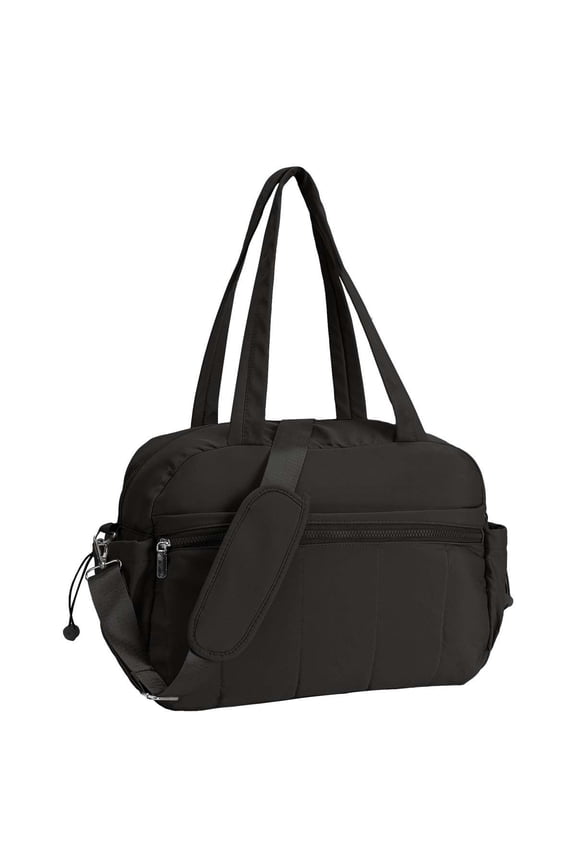 Gym Bag Travel Duffle Bag for Women, Carry on Overnight Bag with Wet Pocket, Lightweight Water Resistant Weekender Bag, Hospital Bags for Labor Delivery, Black