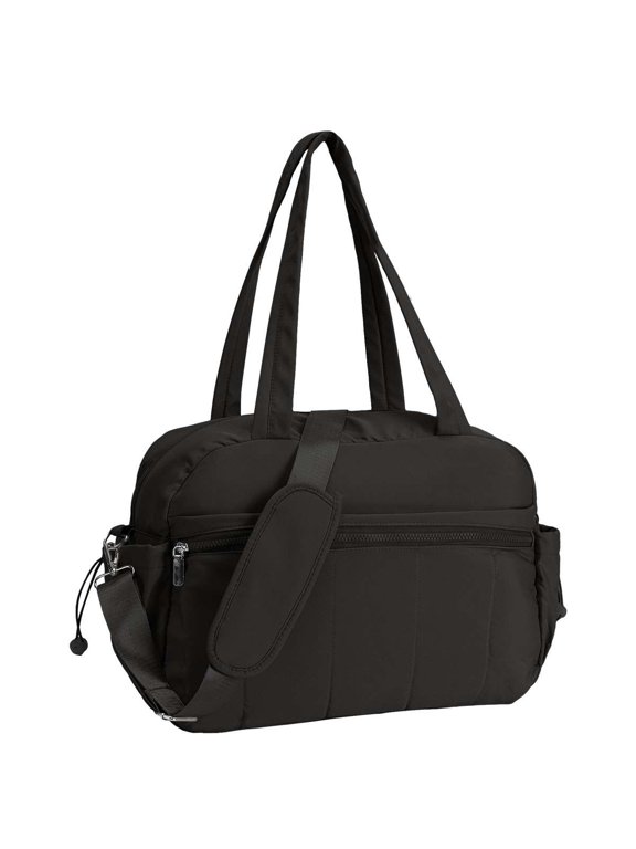 Gym Bag Travel Duffle Bag for Women, Carry on Overnight Bag with Wet Pocket, Lightweight Water Resistant Weekender Bag, Hospital Bags for Labor Delivery, Black