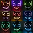 thumbnail image 1 of Spencer Halloween LED Glow Scary Mask EL Wire Light Up The Purge Movie Cosplay Led Costume Mask for Halloween Festival Party with 2AA Battery "Pink+Red", 1 of 7