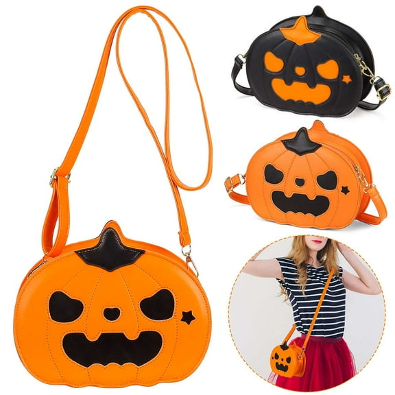 Spencer Halloween Purse Pumpkin Purse Crossbody Bag Novelty Devil Shoulder Bag PU Leather Cross Body Purse Handbag, Orange