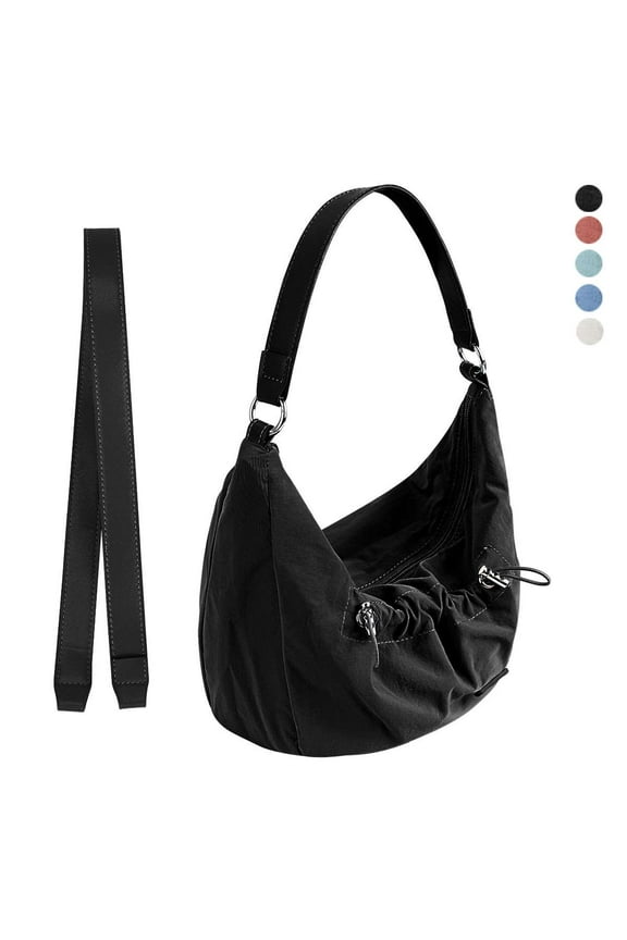 Hobo Bag for Women Crossbody Purse and Handbags Ladies Chic Shoulder Bags Crescent Clutch Nylon Satchels, Black