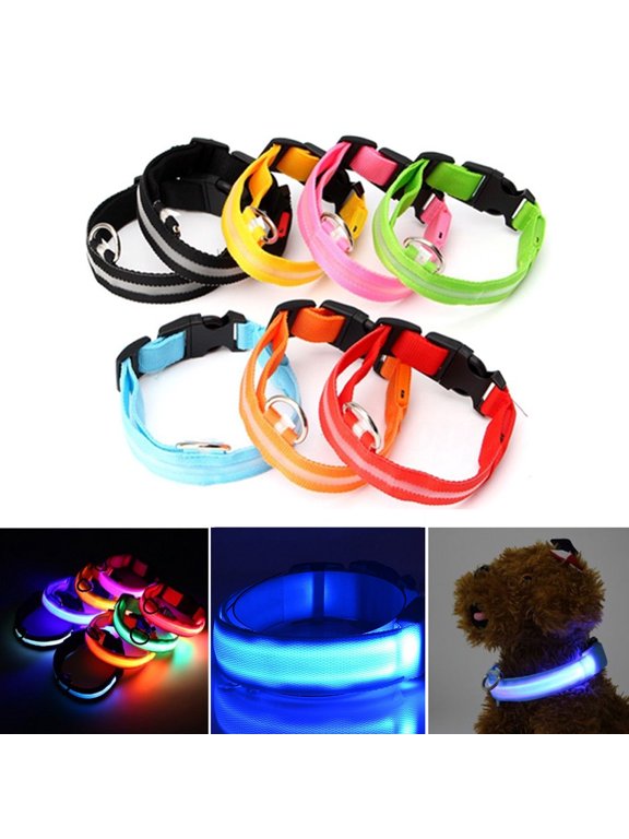 Spencer LED Dog Collar, USB Rechargeable Safety Light Up Glowing Pet Collars for Dog with Nylon Webbing, 3 Glowing Modes & 3 Reflective Strings Perfect for Small, Medium Dogs "S-XL,Black"