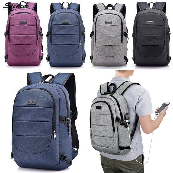 Spencer Laptop Backpack for Men & Women, Anti Theft with lock Water Resistant Business Backpack with USB Charging Port Fits UNDER 17" Laptop & Notebook (Blue)