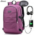 thumbnail image 1 of Spencer Laptop Backpack for Men & Women, Anti Theft with lock Water Resistant Business Backpack with USB Charging Port Fits UNDER 17" Laptop & Notebook (Purple), 1 of 9