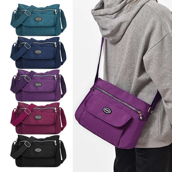 Spencer Large Crossbody Bags for Women Zip Pocket Cross Body Purses Waterproof Nylon Shoulder Handbag Ladies Casual Messenger Satchel, Smoky Gray