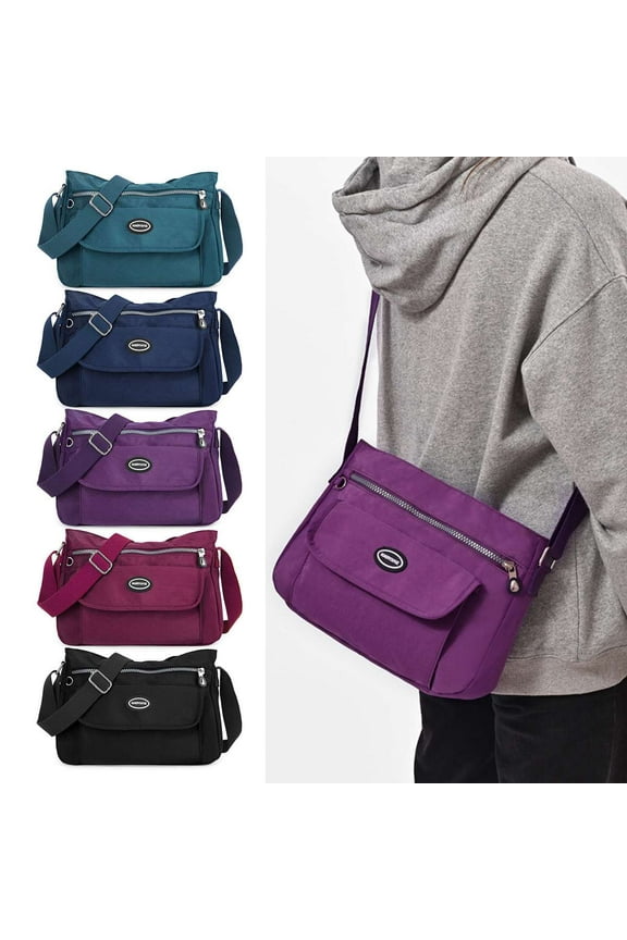 Large Crossbody Bags for Women Zip Pocket Cross Body Purses Waterproof Nylon Shoulder Handbag Ladies Casual Messenger Satchel, Smoky Gray