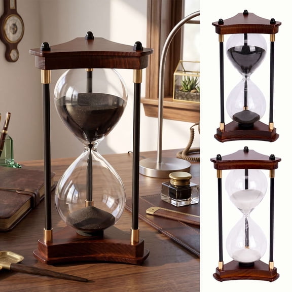 Spencer Large Sand Timer 15 Minutes Hourglass Timer Vintage Wooden Sand Clock Office Home Desktop Decor