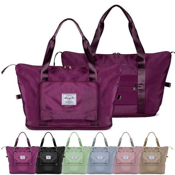 Spencer Large Travel Tote Bag, Waterproof Expandable Duffel Gym Tote Bag, Weekender Carry on Overnight Bags for Women and Men with Trolley Sleeve Wet Pocket, Travel Duffel Bag, Purple