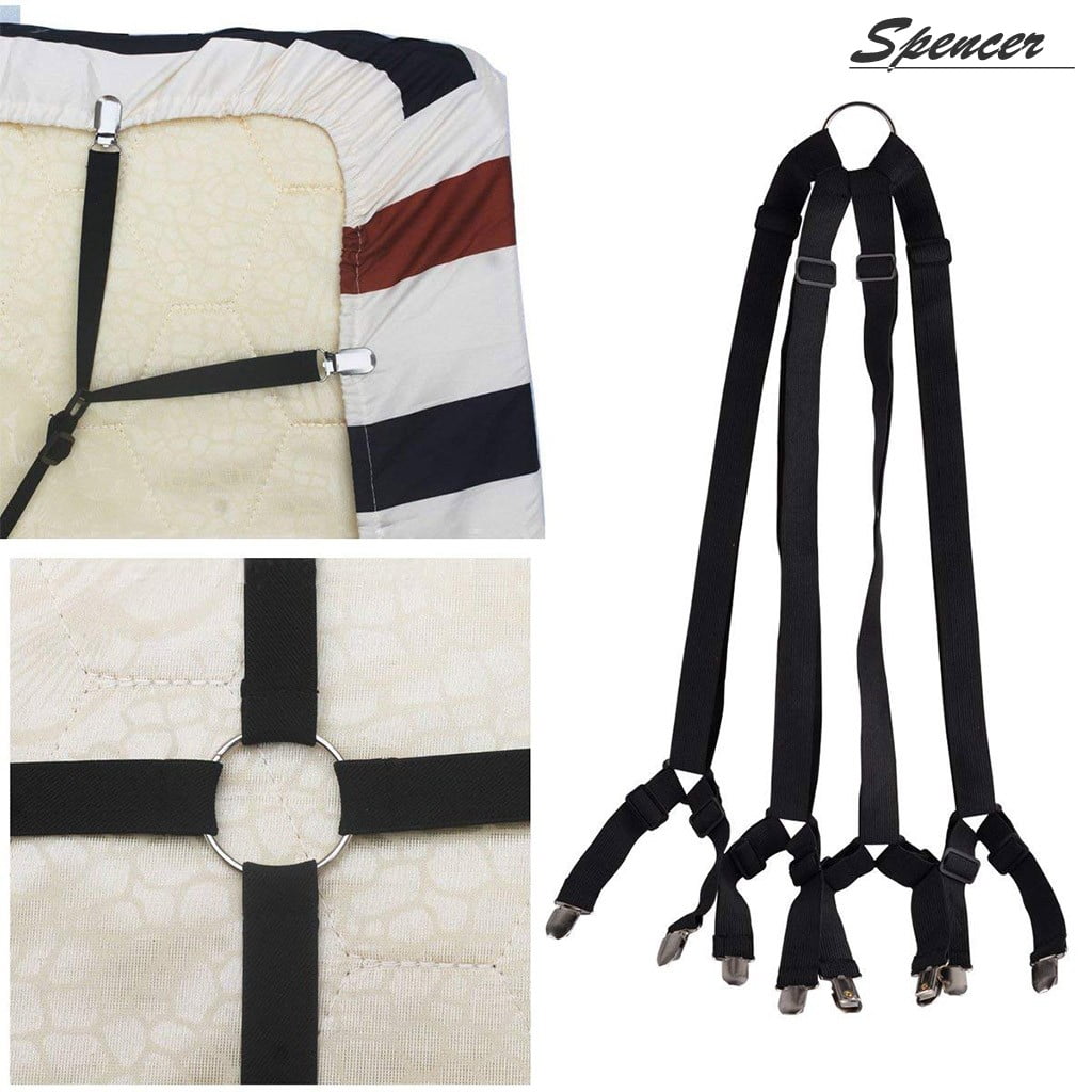 Spencer Long Crisscross Adjustable Suspenders Bed Sheet Grippers Straps  Corner Keeper Bed Mattress Fitted Sheet Kit 