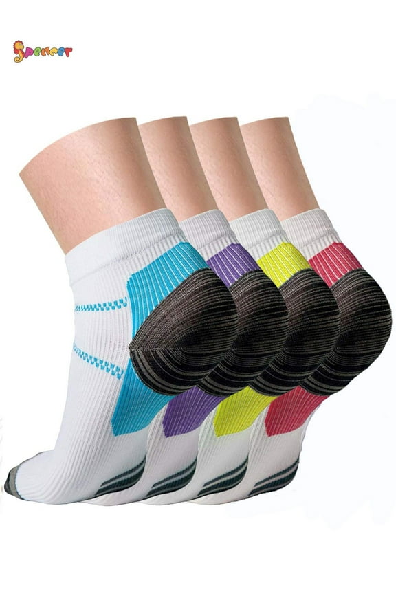 Low Cut Arch Support Compression Running Socks, (4 Count)