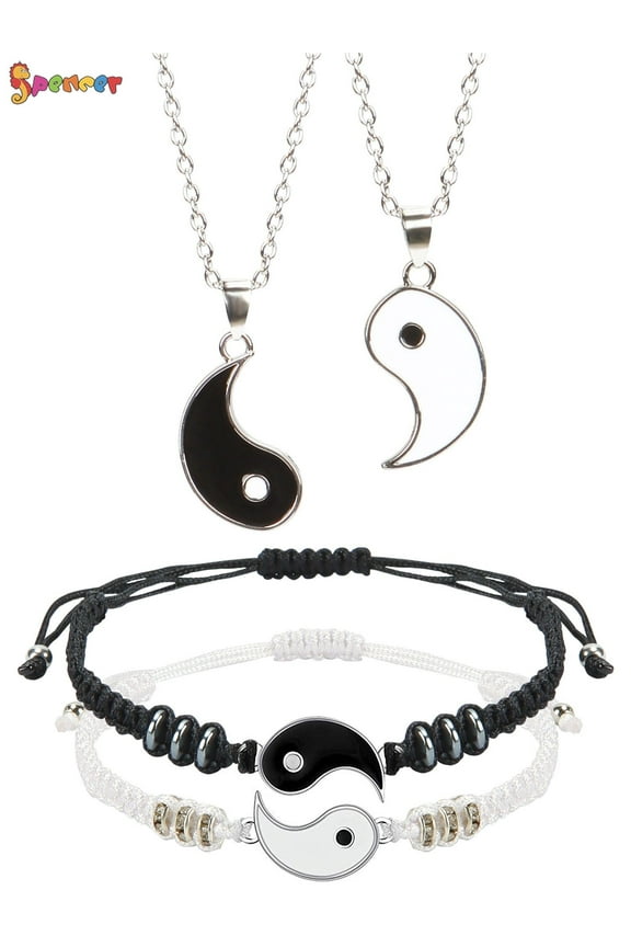 Matching Yin Yang Friend Couple Bracelets Adjustable Waterproof Handmade Cord Relationship Bracelets