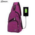 thumbnail image 1 of Spencer Men Crossbody Chest Backpack Oxford Messenger Shoulder Sling Bag Daypack with USB Charging for Travel (6.3*2.7*12.6inch, Purple), 1 of 4