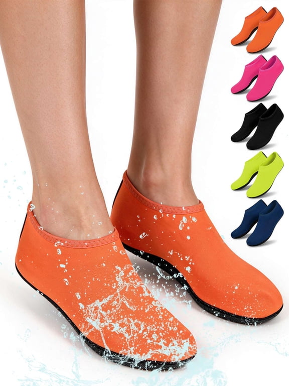 Men Women Barefoot Water Skin Shoes Aqua Socks for Beach Swim Surf Yoga Exercise "2XL, Black"