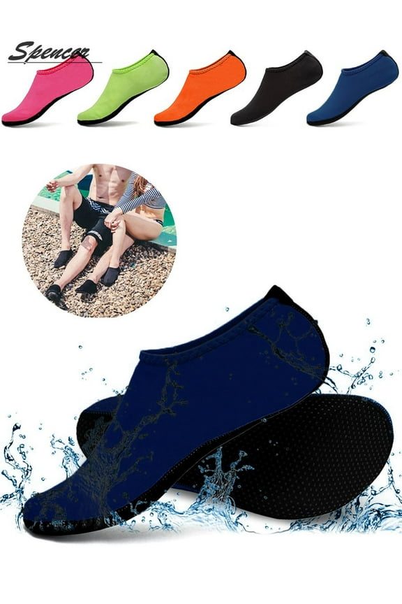 Men Women Barefoot Water Skin Shoes Aqua Socks for Beach Swim Surf Yoga Exercise "L, Blue"
