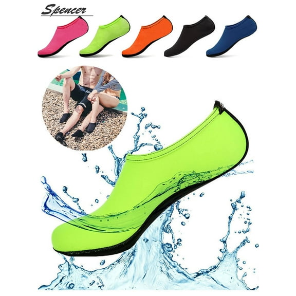 Spencer Men Women Barefoot Water Skin Shoes Aqua Socks for Beach Swim Surf Yoga Exercise "L, Green"