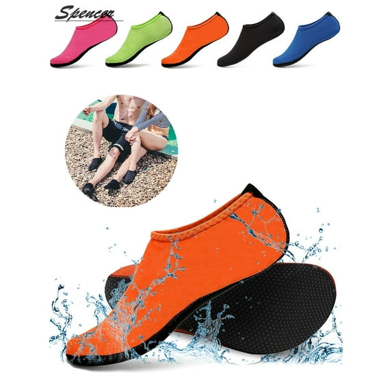 Spencer Men Women Barefoot Water Skin Shoes Aqua Socks for Beach Swim Surf Yoga Exercise "XL, Orange"