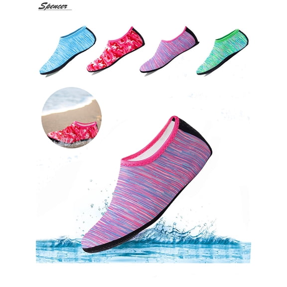 Spencer Men Women Quick-Dry Flexible Barefoot Water Skin Sports Shoes Slip-on Aqua Beach Socks For Swim Surfing Snorkeling Yoga Exercise "S,Line Purple"