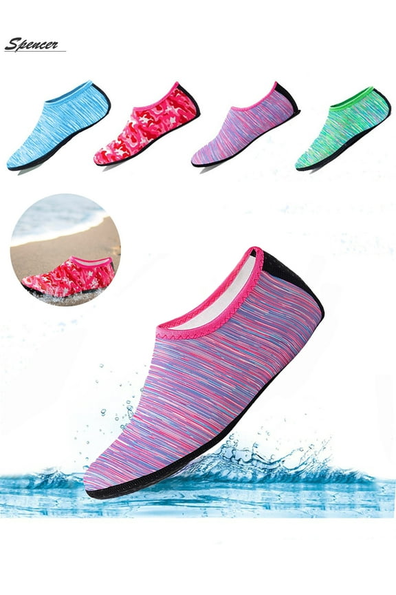 Men Women Quick-Dry Flexible Barefoot Water Skin Sports Shoes Slip-on Aqua Beach Socks For Swim Surfing Snorkeling Yoga Exercise "S,Line Purple"