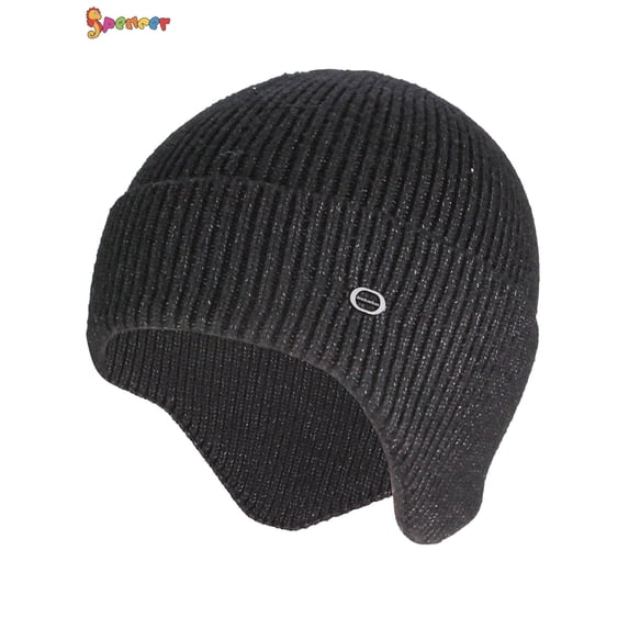 Spencer Men Women Winter Knit Earflap Hat Warm Skull Cap Cuffed Beanie Hat for Outdoor Ski Hiking "Gray"