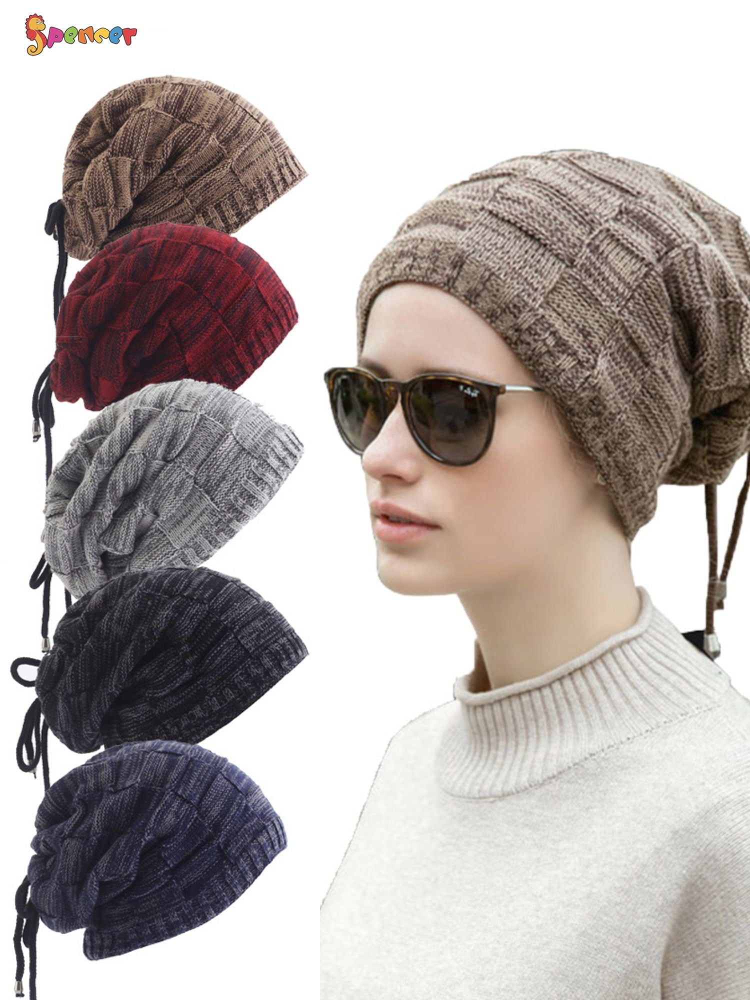 Spencer Men Women Winter Ponytail Messy Bun Beanie Tail Hat  display picture 1