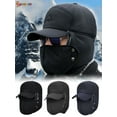 thumbnail image 1 of Spencer Men's 2 in 1 Winter Russian Aviator Hat Trooper Ear Flap Snow Ski Elmer Fudd Mask Hood Cap "Black", 1 of 9