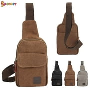 Spencer Men's Casual Crossbody Bags Canvas One Shoulder Backpack Mini Chest Pack Fashion Shoulder Sling Bag (8.7"*5.9"*2.0", Black)