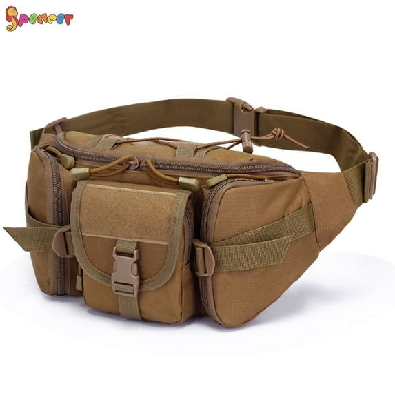 Spencer Men's Fanny Pack Nylon Bumbag Waist Bag Multi-pockets Hip Belt Bag for Outdoor Hiking Fishing Hunting "Mud"