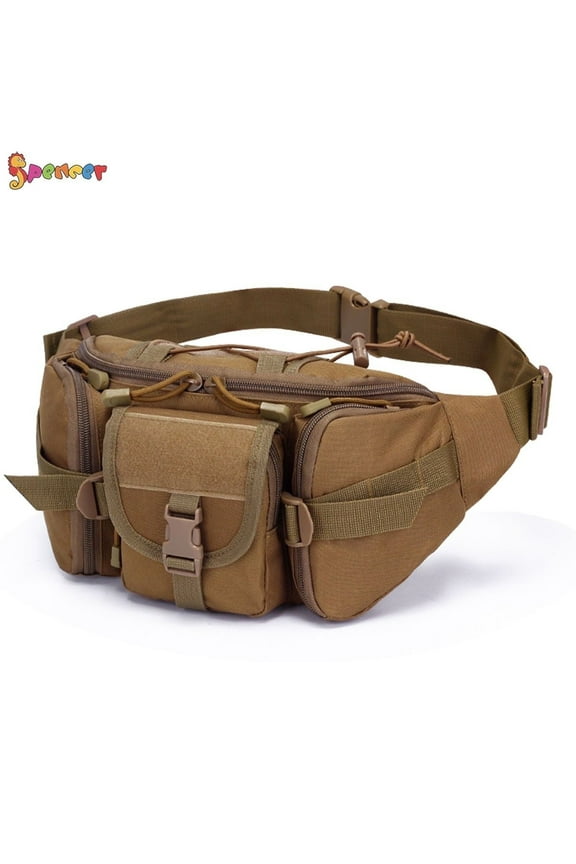 Men's Fanny Pack Nylon Bumbag Waist Bag Multi-pockets Hip Belt Bag for Outdoor Hiking Fishing Hunting "Mud"
