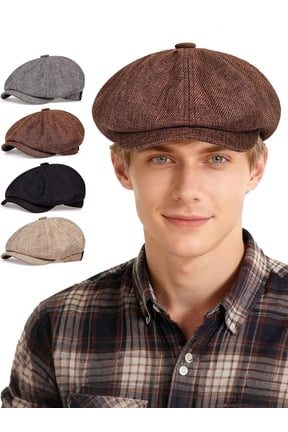 Men's Newsboy Caps Vintage Beret Hat Newsboy Hats for Men and Women Winter Hat Warm Cabbie Hat, Khaki
