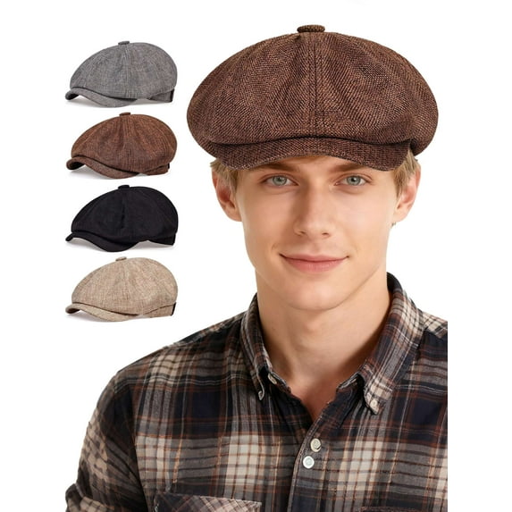 Spencer Men's Newsboy Caps Vintage Beret Hat Newsboy Hats for Men and Women Winter Hat Warm Cabbie Hat, Khaki