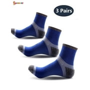 Spencer Men's Running Cotton Ankle Compression Socks, Blue (3 Piece)