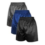 Spencer Mens Silk Satin Boxers Underpants Sleep Shorts Underwear, Pajama Bottoms for Men, 3 Pack