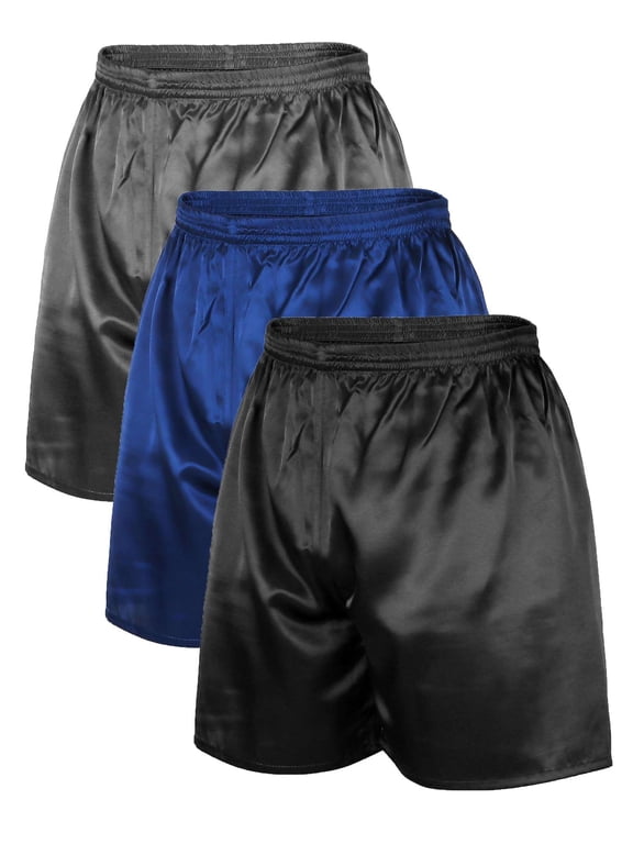 Men's Silk Satin Boxers Underpants Sleep Shorts Underwear, Pajama Bottoms for Men (XL,Gray)