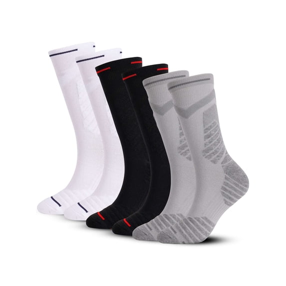 Spencer Men's Socks Comfort Cushioned Crew Socks 3 Pack, Athletic Ankle Socks for Men, Moisture Wicking & Non-Slip, Black