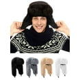 thumbnail image 1 of Spencer Men's Trooper Trapper Hat Warm Winter Hats Womens Russian Hat Earflaps Faux Fur Hunting Outdoor Hat, Black, 1 of 9