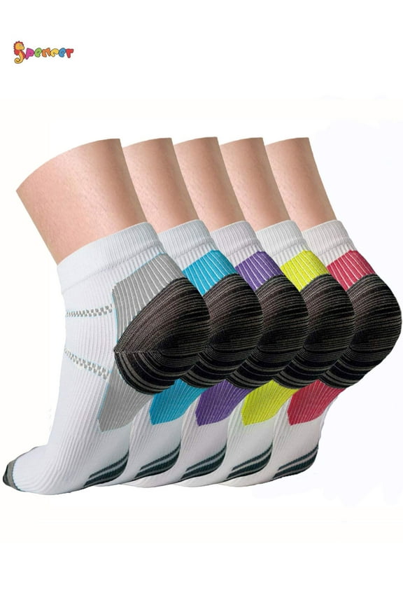 Men's and Women's Running Gym Ankle Compression Socks, Yellow (5 Counts)