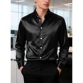 thumbnail image 1 of Spencer Mens Long Sleeve Plain Shirts Casual Dress Shirts Button Down Male Satin Blouses for Wedding Party Formal Business, Size S-2XL, 1 of 8
