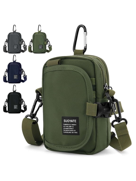 Mens Shoulder Sling Bag Multi-Pockets Messenger Bag Waterproof Small Crossbody Phone Bag Waist Pack Belt Bag Casual Flap Purse, Blue