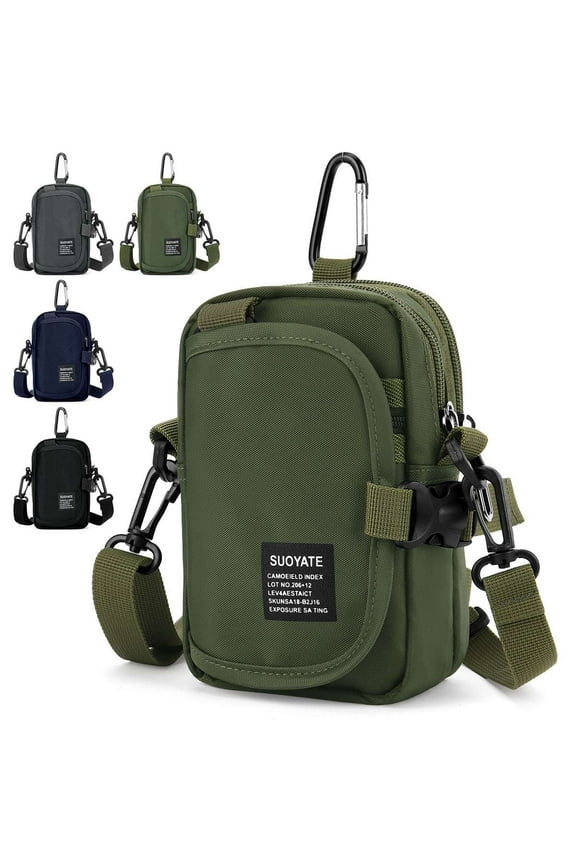 Mens Shoulder Sling Bag Multi-Pockets Messenger Bag Waterproof Small Crossbody Phone Bag Waist Pack Belt Bag Casual Flap Purse, Blue