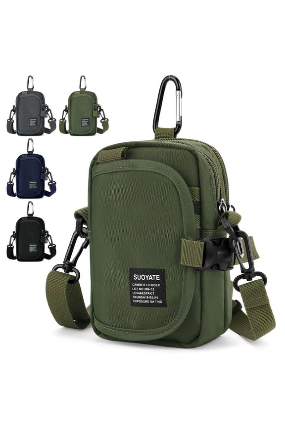 Mens Shoulder Sling Bag Multi-Pockets Messenger Bag Waterproof Small Crossbody Phone Bag Waist Pack Belt Bag Casual Flap Purse, Gray