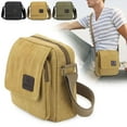thumbnail image 1 of Spencer Mens Shoulder Sling Bags Canvas Crossbody Bag Vintage Messenger Business School Satchel Multi Zipper Pockets Bag (Khaki), 1 of 11