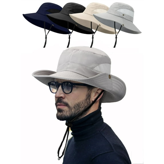 Spencer Mens Sun Hat Wide Birm Bucket UV Protection Hat Boonie Hat for Fishing Hiking Beach