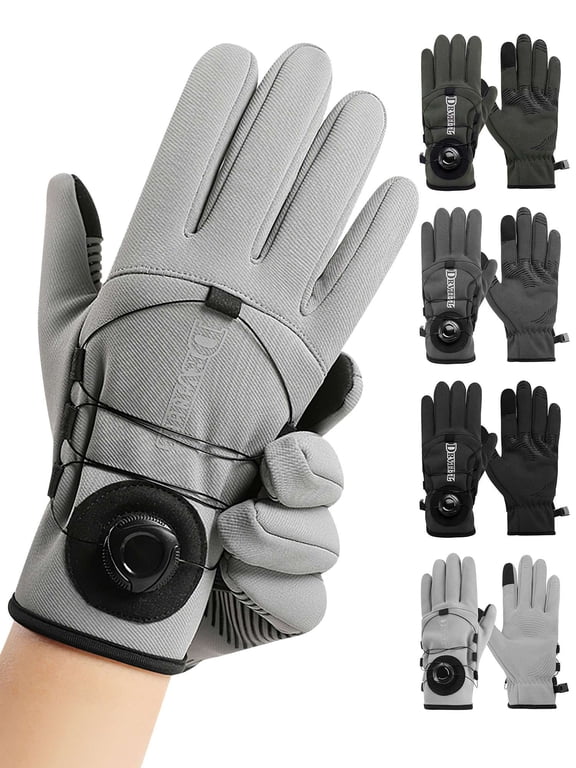 Mens Winter Thermal Gloves Outdoor Cold and Windproof Sports Gloves Touch Screen Anti-Slip Waterproof for Cycling Skiing Driving, Dark Gray