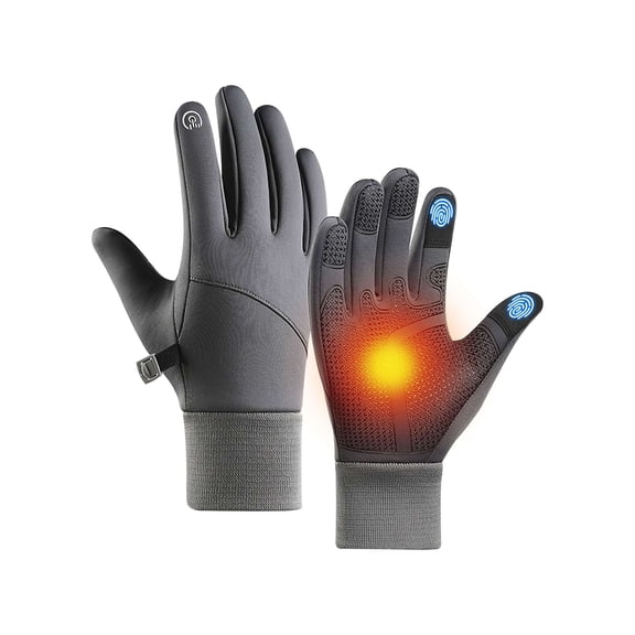 Spencer Mens Winter Thermal Gloves Touch Screen Glove Water Resistant Windproof Warm for Driving Cycling Running (Gray M)
