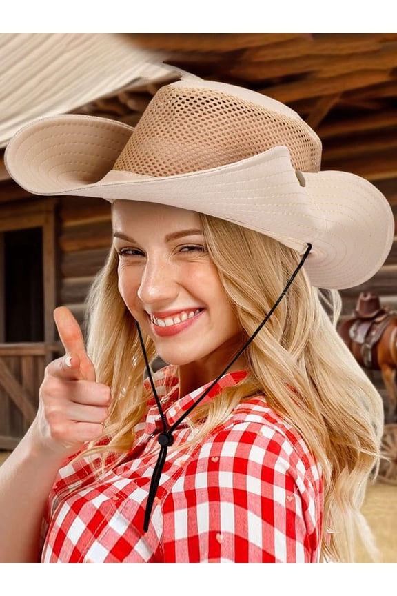 Mens Womens Sun Hat, Boonie Hat Fishing Hiking Safari Beach, Mesh Breathable Wide Brim Bucket Hat, Beige