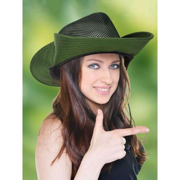 Spencer Mens Womens Sun Hat, Boonie Hat Fishing Hiking Safari Beach, Mesh Breathable Wide Brim Bucket Hat, Green