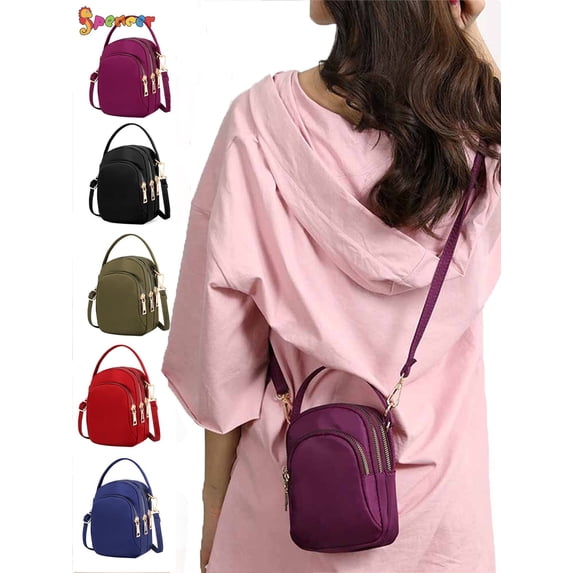 Spencer Mini Cell Phone Purse Small Crossbody Shoulder Bag Smartphone Nylon Pouch Wallet for Women (4.7" * 2.7" * 7.1",Green)