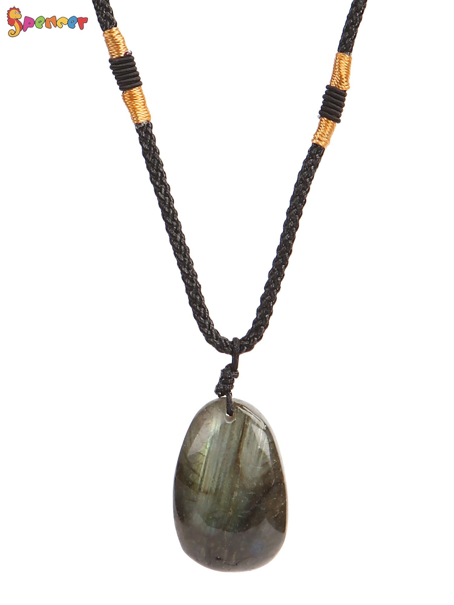 Spencer Natural Labradorite Crystal Necklace Healing Stone Pendant Necklace  Chakra Wand Stone 