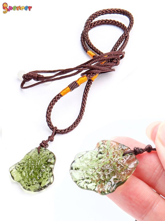 Natural Stone Green Gem Moldavite Meteorite Glass Healing Crystal Necklace Pendant